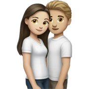 White brunette girl with white brunette boy sticker