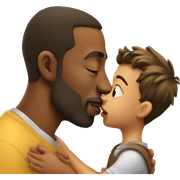 father kissing son on the lips sticker
