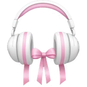 white headphones with baby pink ribbons on the sides  sticker