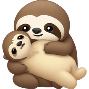Baby sloth hugging a teddy bear sticker