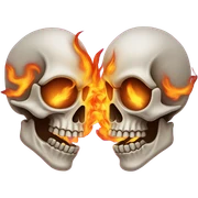 Twin flame with 2 skulls on fire sticker