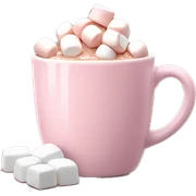 Light Pink mug of hot chocolate with marshmallows  sticker