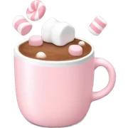 Light Pink mug of hot chocolate with marshmallows  sticker