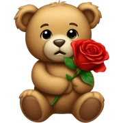 Teddy bear holding a red rose sticker