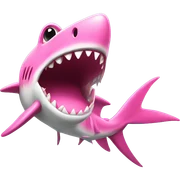 Tiburón de color rosa con sombrer de playa sticker