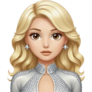 Luxury blonde model, brown eyes, sleek wavy hair, diamanté rhinestone covered jumpsuit  sticker
