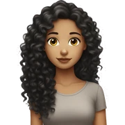 girl, long black curly hair, beautiful hazel eyes sticker
