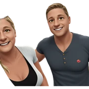 smiling couple by the ocean sticker