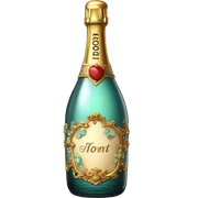 vintage highly detailed rococo champagne bottle sticker