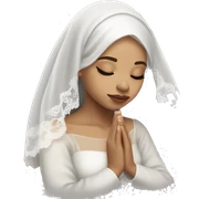 Light skin girl praying with eyes closed and lace white veil  sticker
