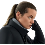 profile of a girl in coat sticker