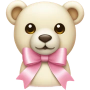 cream colored teddy bear with pastel pink bow sticker