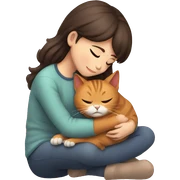 cat cuddles human girl sticker