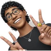 smiling boy with accessories sticker