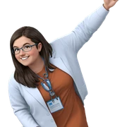 smiling girl in lab coat sticker