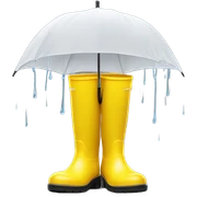 White Moodle wearing yellow rain boots sticker