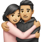 couples hug asian guy and girl  sticker