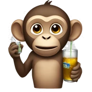 A monkey drinking sticker