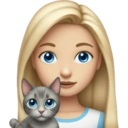 Blue eyed girl with cat sticker