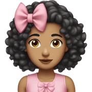 light skin curly black hair brown eyes pink bow sticker