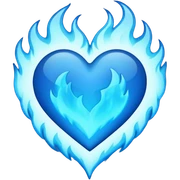 Emoji style Blue fire heart  sticker