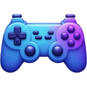 A pixel art gaming controller glowing in neon blue and purple, cyberpunk aesthetic. sticker