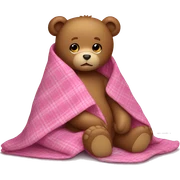 teddy bear in a pink plaid blanket  sticker