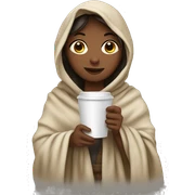 girl in blanket holding coffee sticker