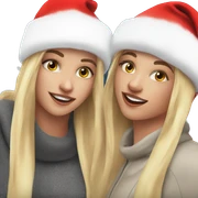 blonde girls with Santa hats outdoor selfie sticker