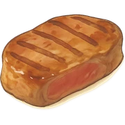 steak in ghibli style, soft colors, no background sticker