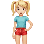 skinny little girl short red dolphin shorts , blond hair, ponytail sticker