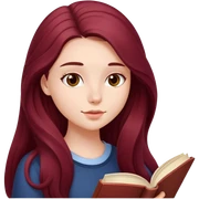 A beautiful, burgundy long haired girl reading a book sticker