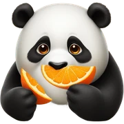 Panda eating orange sticker