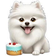 White Pomeranian eating cake sticker