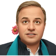 whimsical boy with flower sticker