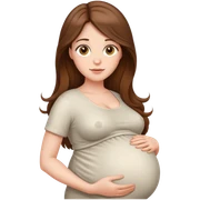 Pregnant woman with long brown hair and hazel eyes. Big belly sticker
