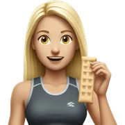 Realistic sporty blond girl eating protein bar  sticker