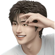smiling boy in white shirt sticker