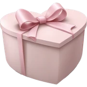 pale pink heart box, pale pink bow, filled with chocolates inside sticker