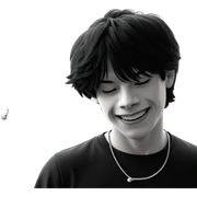 smiling boy in monochrome shirt sticker