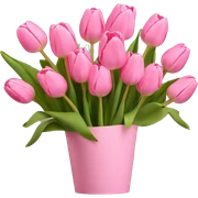 Pink tulips bouquet with pink paper sticker