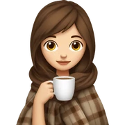 cute brown hair girl drinking coffee with a cozy blanket sticker