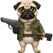 pug with gun sticker