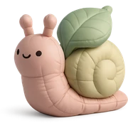 pastel snail with a leaf backpack, kawaii soft nature tone, cushion style sticker