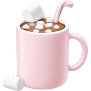Light Pink mug of hot chocolate with marshmallows  sticker