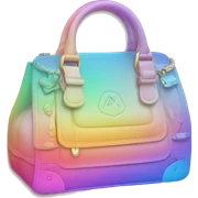 Luxury purse with logos in pastel rainbow color gradients  sticker