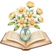 book with neutral flowers sticker