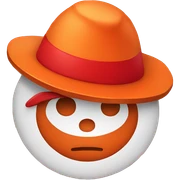 Red hat on a standard Orange clown emoji sticker