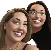 smiling girls with jewelry sticker
