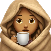girl inside a blanket sipping coffee eyes closed sticker